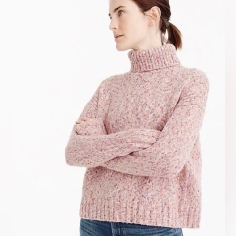 J.Crew Oversized Wool Blend Multicolored Turtleneck Sweater Size XS
